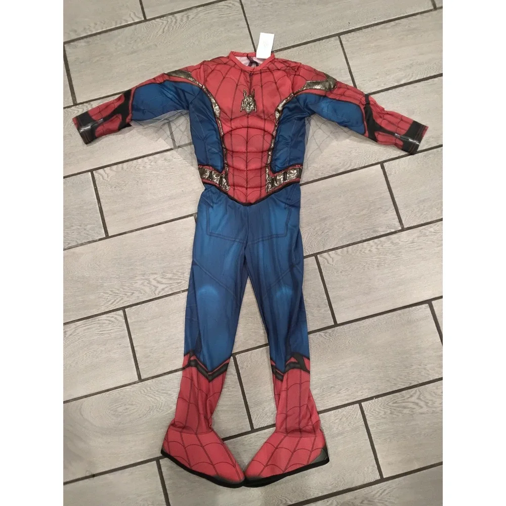 Marvel Spider-Man Far From Home Padded Muscle Costume Kids Small Red Blue Suit - Picture 2 of 7